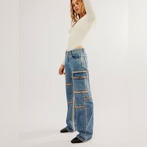 Façon Jacmin Free People Palma Torn Cargo Jeans Baggy